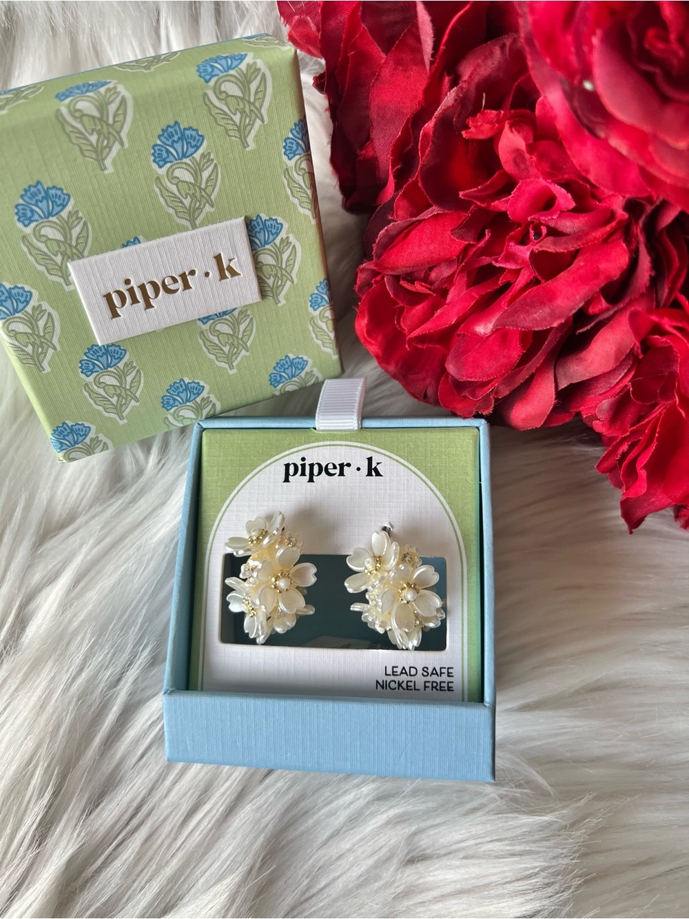 Piper K Floral Statement Earrings – New in Gift Box